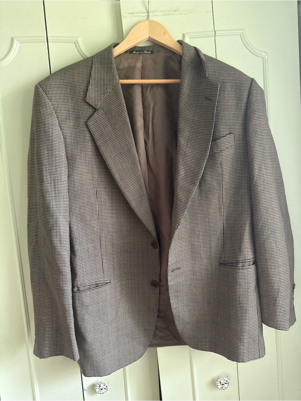 🇮🇹 Valentino Men's Houndstooth Sport Coat in Gray/Brown wool made in Italy